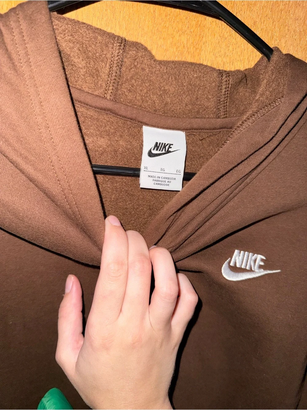 Nike Brown Pullover Hoodie with White Swoosh